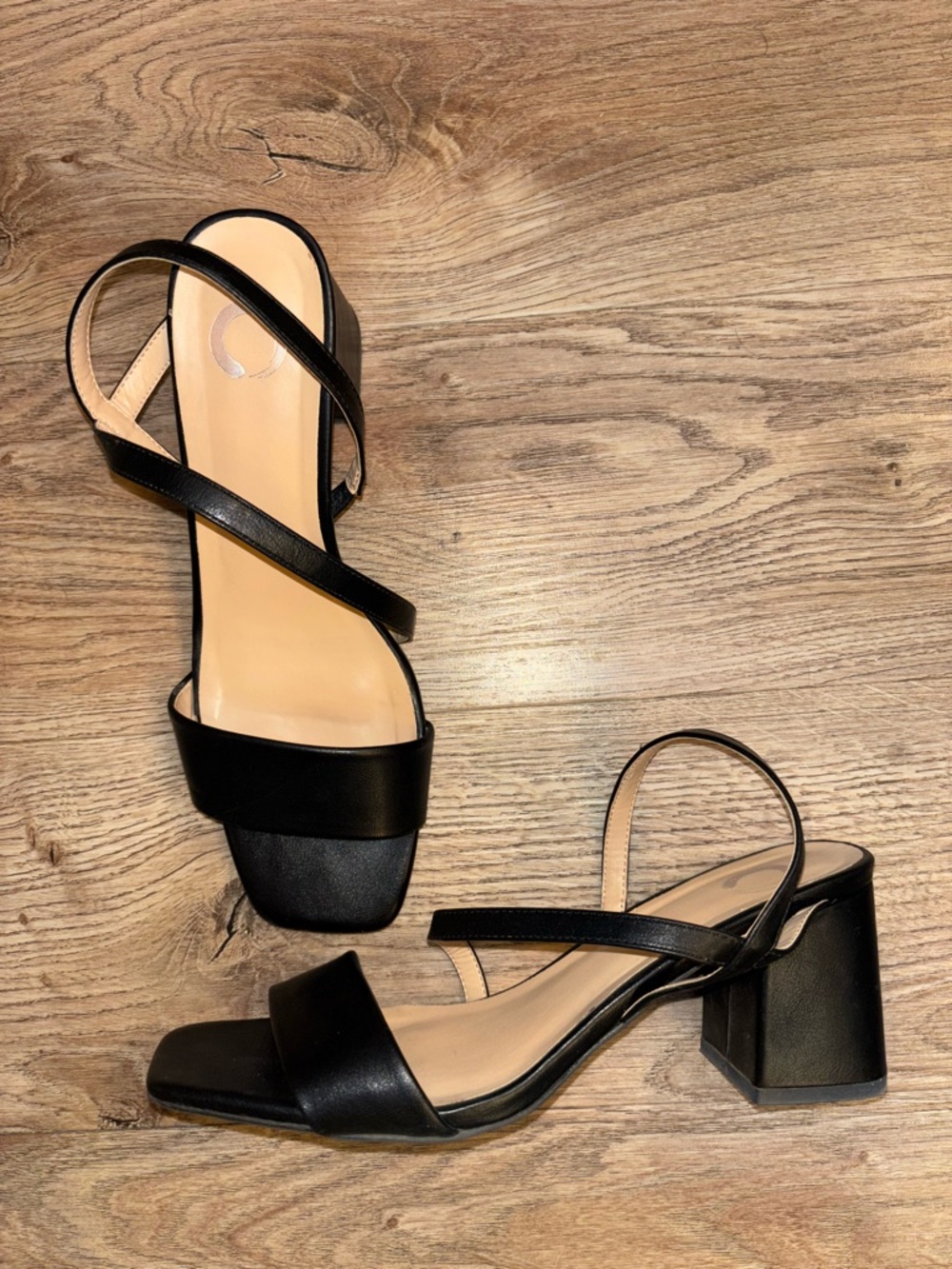 Classic Black Strappy Block Heel Sandals